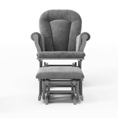 Serene Gliding Rocker and Ottoman in Cool Gray with Dark Gray Cushion