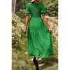Women's Summer Crew Neck Short Sleeve Smocked Midi Dress Casual Elastic Waist Tiered A Line Flowy Maxi Dress - 2 of 4