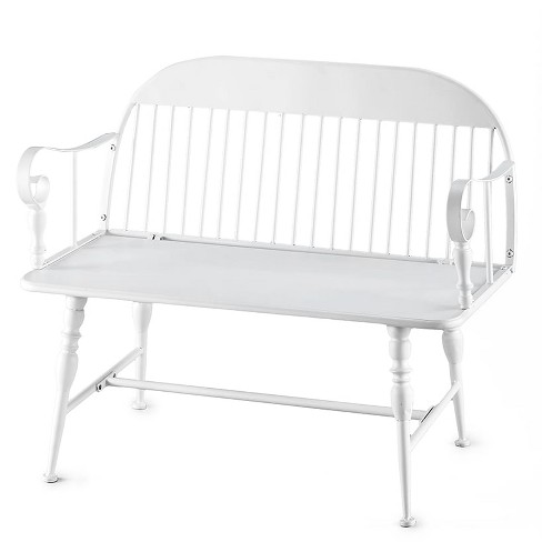 The Lakeside Collection Metal Spindle Leg Farmhouse Bench White Target