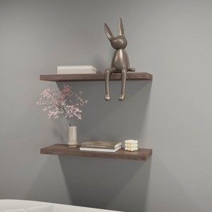 FONTOI 2PCS Storage Shelf Wall Mounted, Floating Shelf for Living Room Bathroom, Home Decor, Dark Brown, 31.5"*1.5"*9.8" - 1 of 4