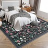 Farmhouse Floral Area Rugs Modern Vintage Flower Carpet for Bedroom Soft Non Slip Flower Carpet for Playroom Living Room - 3 of 4