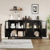 55" Sideboard Buffet Cabinet with 4 Glass Doors - Coffee & Wine Bar Display Cabinet for Kitchen, Dining & Living Room - 2 of 4