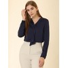 Allegra K Women's Satin Tie Neck Long Sleeve Solid Color Elegant Office Shirt - 2 of 4