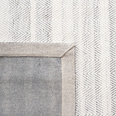 Grey and Ivory Flat Woven Wool Square Area Rug