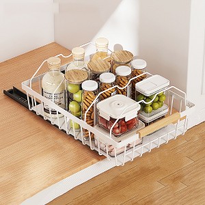 Pull Out Cabinet Organizer, No Drill Pull Out Shelves For Cabinets Multifunctional Sliding Mesh Cabinet Basket For Kitchen Pantry Bathroom Bedroom - 1 of 4