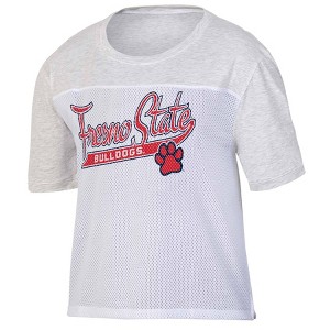 NCAA Fresno State Bulldogs Women's White Mesh Yoke T-Shirt - 1 of 3