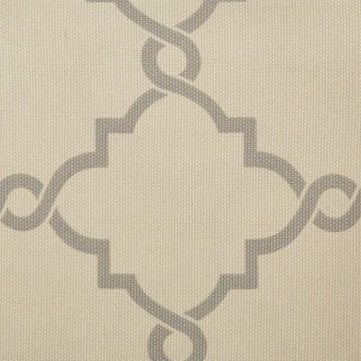 Beige and Grey Fretwork Grommet Top Window Valance 50"x18"