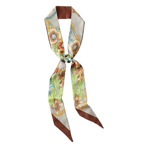 Anna-Kaci Women's Floral Print Soft Silky Scarf with Lightweight Soft Fabric Versatile Square Neck and Hair Accessory - 1 of 4