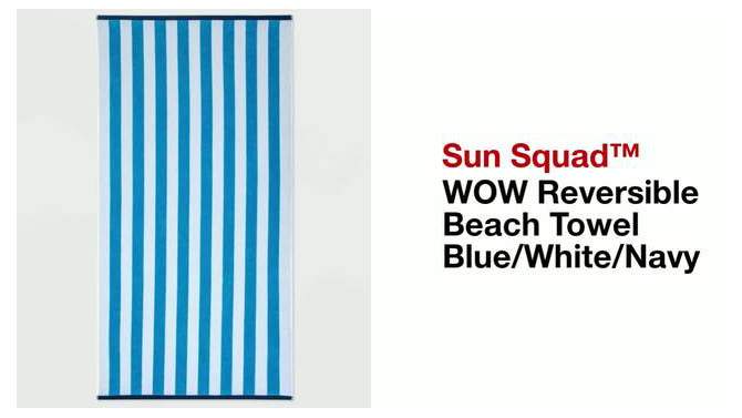 WOW Reversible Beach Towel Blue/White/Navy - Sun Squad&#8482;, 2 of 5, play video
