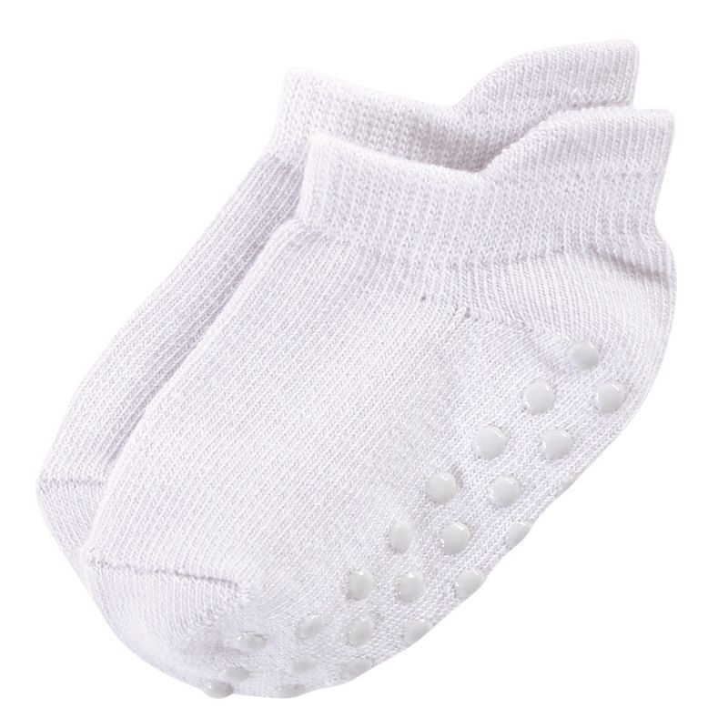 Touched by Nature Baby and Toddler Girl Organic Cotton Socks with Non-Skid Gripper for Fall Resistance, Pink Black, 6 of 15