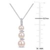 EVERLY JEWELRY | Sterling Silver  White Cultured Freshwater Pearl and Diamond Drop Pendant with Chain, 18" - 3 of 4