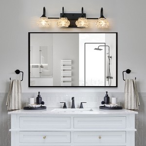 23" Retro 4-Light Bathroom Vanity Light Fixture with Crystal Glass Shades, Wall Mounted Lighting for Bathroom, Powder Room,Vanity Mirror (No Bulbs) - 1 of 4