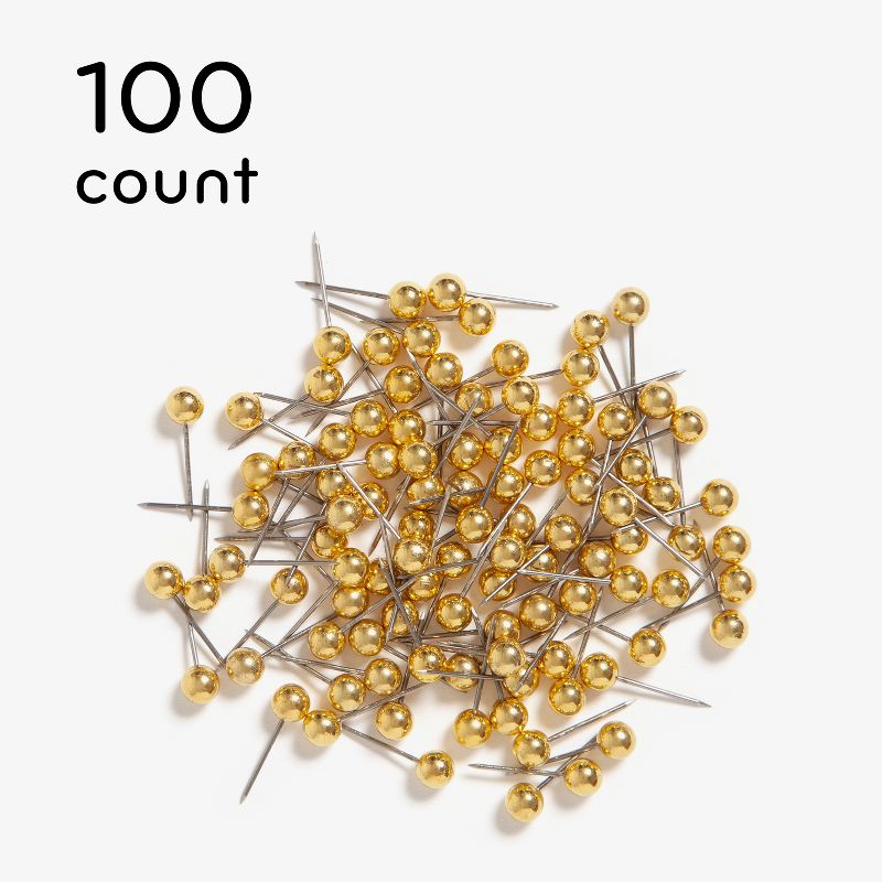 U Brands 100ct Gold Map Push Pins, 4 of 10