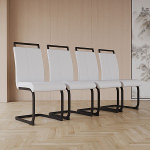 CENGHU Modern Dining Chairs Set of 4, Upholstered PU Faux Leather Side Chair with C-shaped Tube Plating Black Metal Legs, Guest Office Chair - 1 of 4