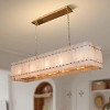54" 10-Lights Drum Alabaster Rectangle Kitchen Island Chandelier - 2 of 4