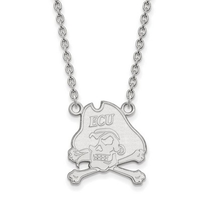 Black Bow Jewelry 10k White Gold East Carolina Pirates NCAA Necklace 18 Inch