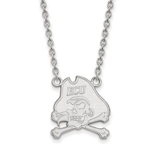 Black Bow Jewelry 10k White Gold East Carolina Pirates NCAA Necklace 18 Inch - 1 of 4