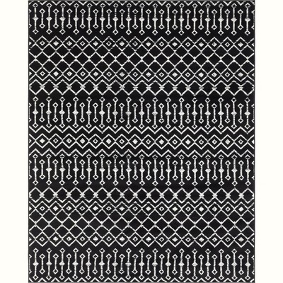 Elegant Black Trellis 8' x 10' Synthetic Easy-Care Area Rug