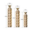 AENKYO Set of 3 Metal Tall Floor Vases, Gold Geometric Cylinder Vases with Vine Patterns -  for Living Room & Home Decor - 25"/29"/34" Height - 3 of 4