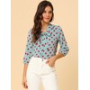 INSPIRE CHIC Women's Ruffle Shoulder Polka Dots Elastic Cuff 3/4 Sleeves Bow Tie Neck Blouse - 3 of 4