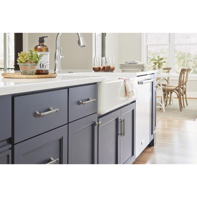 Satin Nickel 3-3/4 Inch Modern Industrial Cabinet Pull