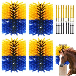 Scratching Brush 2 Pack, Nylon Horse Brushes for Grooming, Cow Massage Cleaning Relieve Itching on the Back Blue - 1 of 4