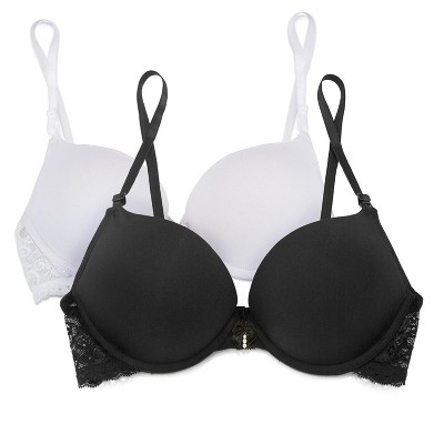 Smart & Sexy Women's Add 2 Cup Sizes Push-up Bra 2 Pack Black Hue/white 32a  : Target