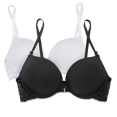 Smart & Sexy Women's Add 2 Cup Sizes Push-Up Bra 2 Pack Black Hue/White 42C