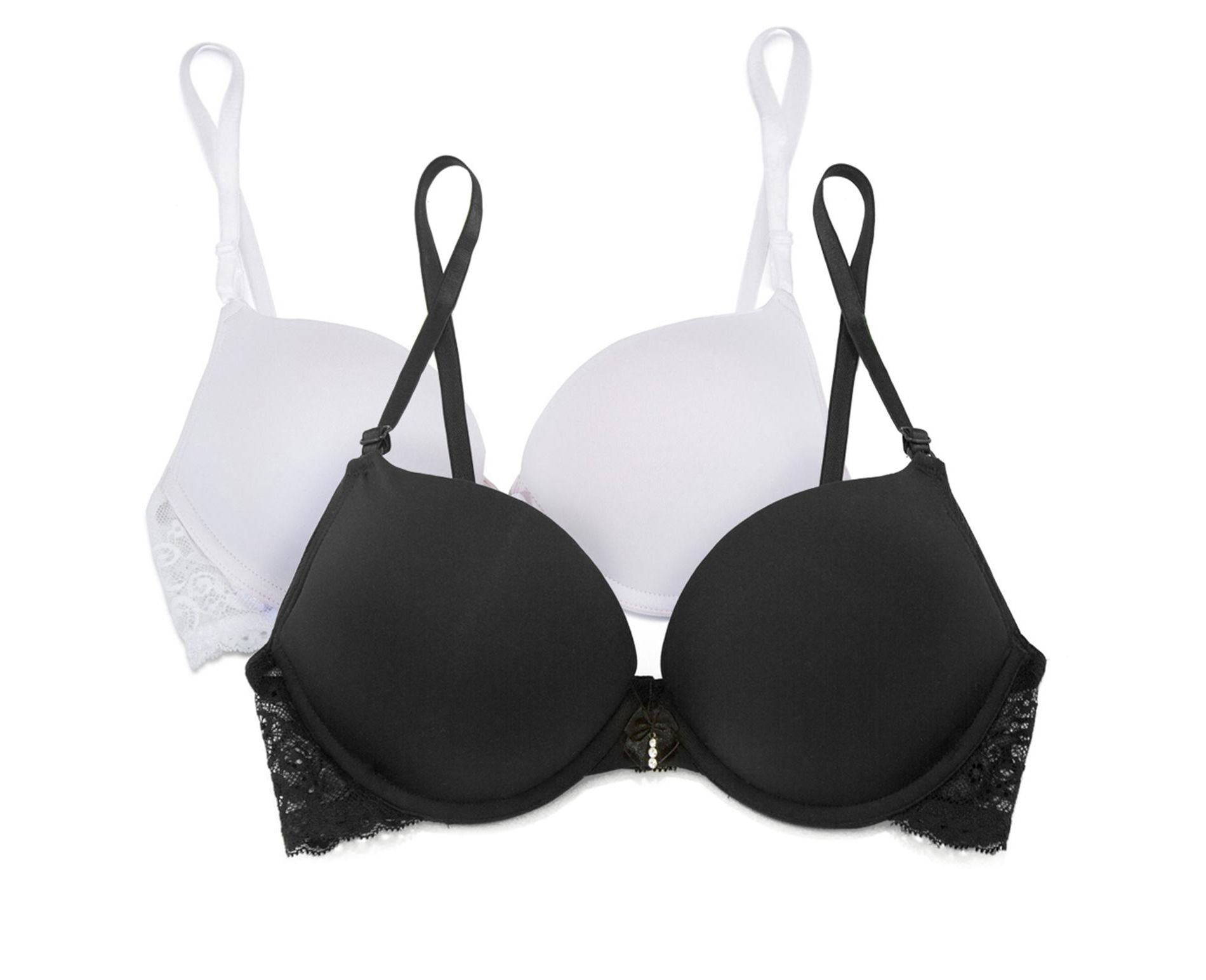 Smart & Sexy Women's Add 2 Cup Sizes Push-Up Bra 2 Pack Black Hue/White 40B