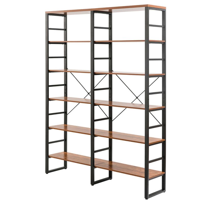 Tangkula 80.7" Double Wide 6-Shelf Bookcase Industrial Large Open Metal Storage Shelf, 2 of 11