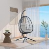 Patio Swing Egg Chair With Stand,Wicker Egg Chair,Hanging Basket Chair,Hammock Chair -Maison Boucle - 3 of 4
