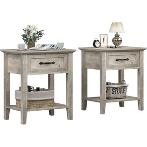 19.7 in Modern Versatile Wood Nightstand, End Table with Storage Drawer& Open shelves for Living Room, Bedroom, Dorm - 1 of 4