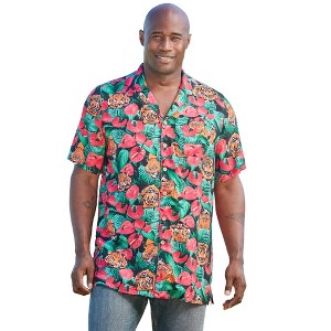 KingSize Men's Big & Tall Printed Camp Shirt - 1 of 4