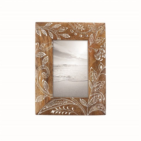 4x6 Carved Solid Mango Wood Photo Frame - Outside the Box Palm Beach