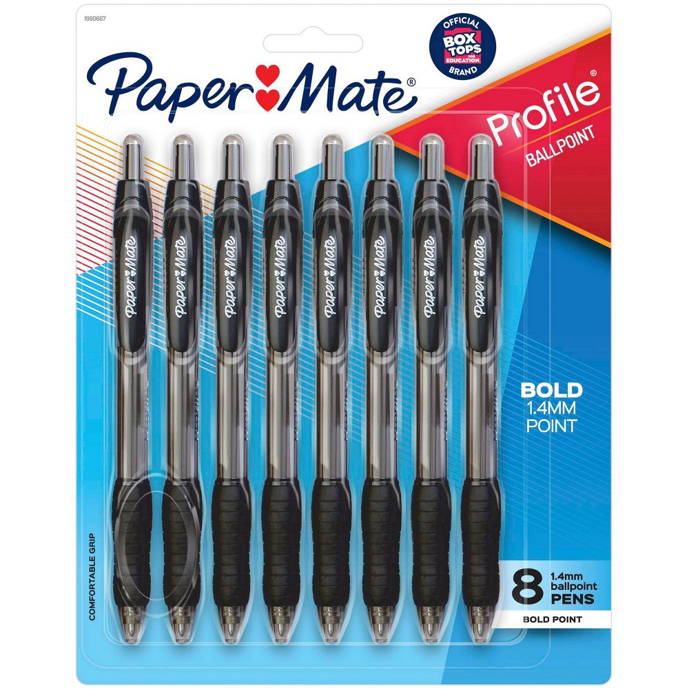 Photos - Pen Paper Mate Profile 8pk Ballpoint  1.4mm Bold Tip Black 