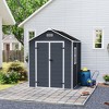 Vynxaria 6x6FT Resin Storage Shed, High-Quality 12mm Thick PP Material, Waterproof/UV/Rust-Proof with HD Window, Dark Gray - 2 of 4