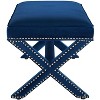 Modway Rivet Performance Velvet Bench Navy - 3 of 4