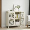 Retro Buffet Cabinet with Tempered Glass Doors, 2-Door Sideboard for Small Spaces, Accent Storage Cabinet for Living Room–The Pop Home - 2 of 4