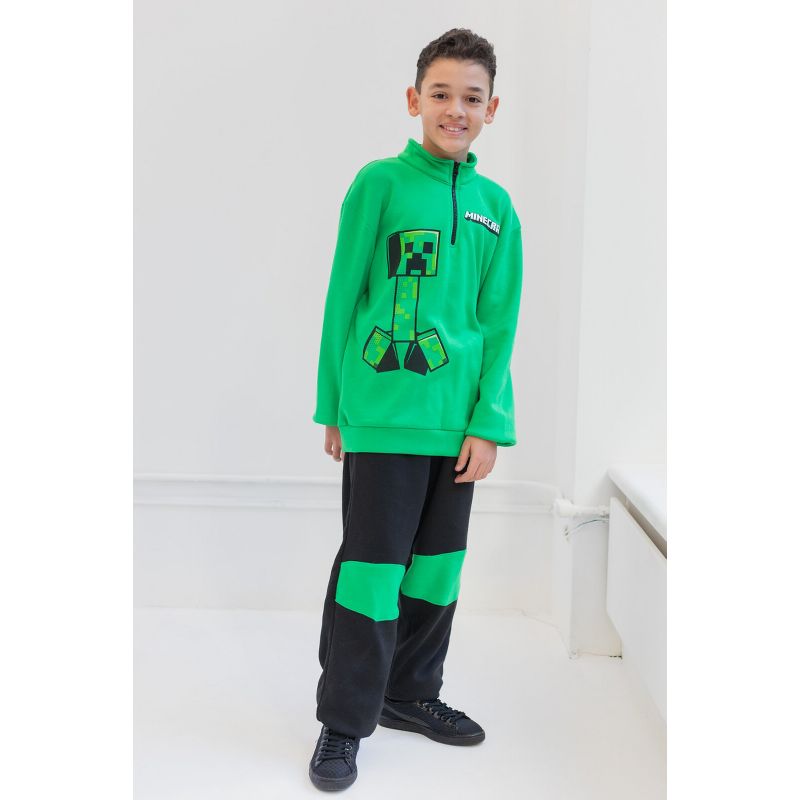 Minecraft Creeper Fleece Half Zip Sweatshirt and Pants Set Little Kid to Big Kid, 2 of 8