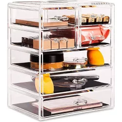 Sorbus Stackable Makeup Storage Display - 3 Large and 4 Small Drawers - Clear