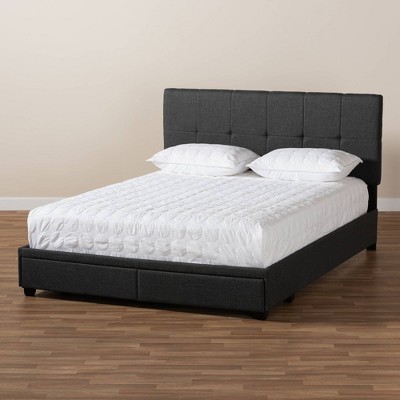Modern Elegance Charcoal Grey King Upholstered Storage Bed with Tufted Headboard