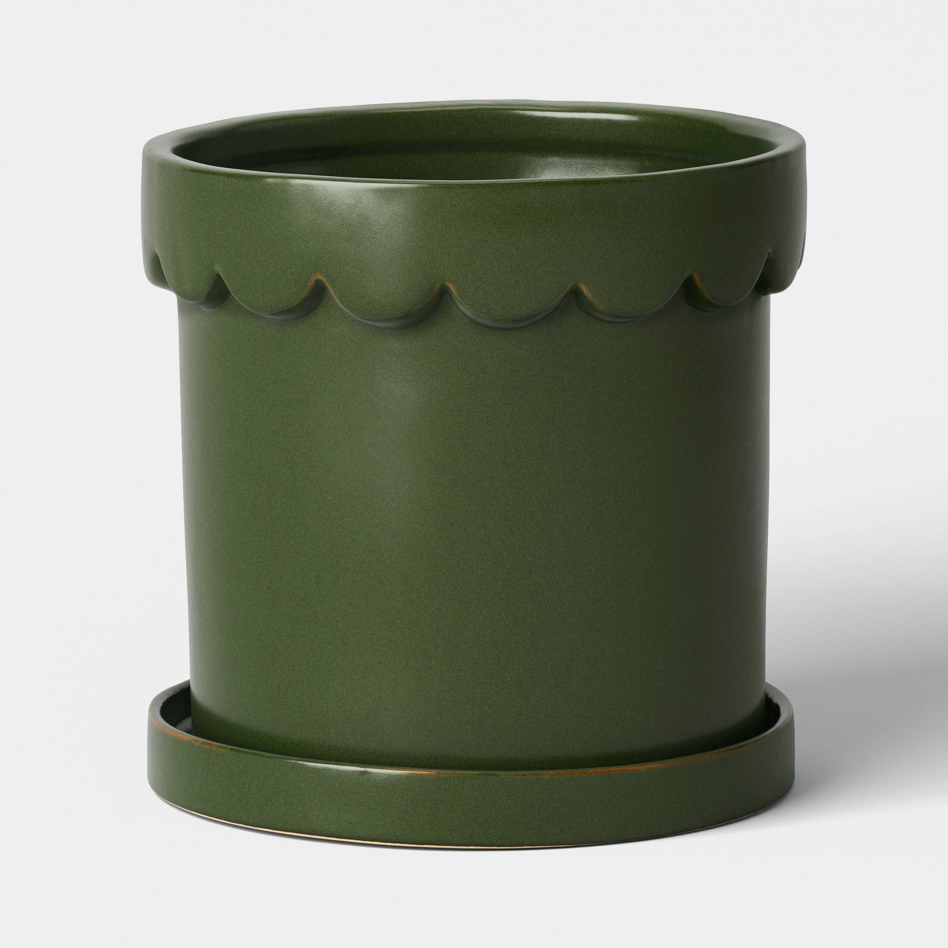 Ceramic Modern Outdoor Planter Green 8"x7.75" - Threshold™