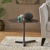 CAVINAS Round Side Table, Modern Coffee Table 19.9" Nightstand with Metal Frame and Wooden Tabletop for Bederoom and Living Room - 2 of 4