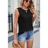 Women's Sleeveless Ruffle Detail T-Shirt | Round Neck Casual Solid Top for Women - 2 of 4