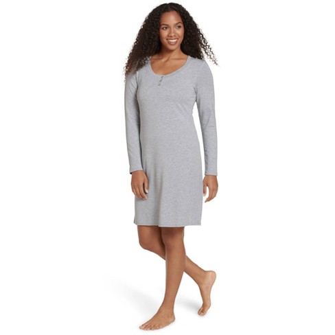 Women's Long Sleeve Oversize Sleep Shirt Nightgown Cotton