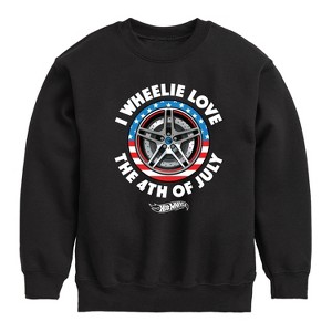 Boys' - Hot Wheels - I Wheelie Love 4th of July Graphic Long Sleeve Fleece Sweatshirt - 1 of 4