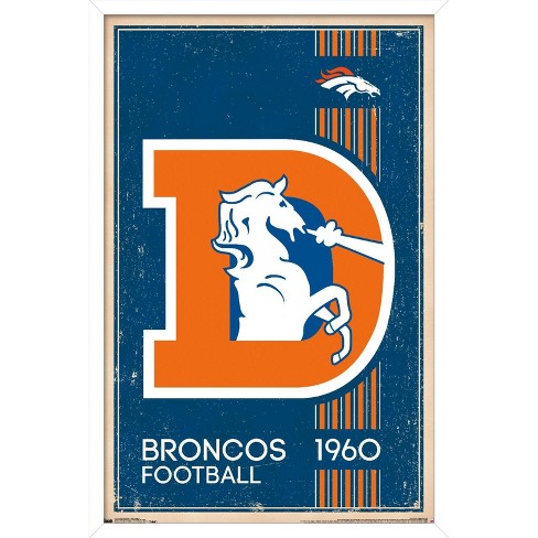 Trends International NFL Denver Broncos - Retro Logo 14 Framed Wall Poster Prints White Framed Version 22.375 x 34