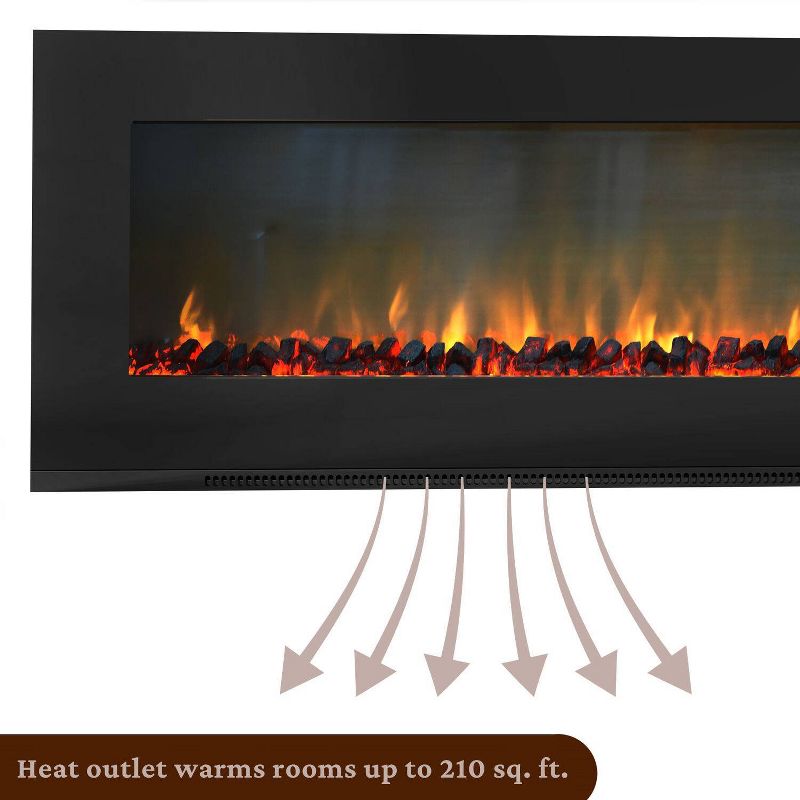 Cambridge CAM56WMEF-2BLK Metropolitan 56&#34; Wall Mount Electronic Fireplace with Flat Panel and Realistic Logs, 4 of 8