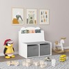 CAVINAS Bear-Shaped Kids Bookshelf with Drawing Board/2 Fabric Bins,1/3-Tier Wooden Bookcase for Toy and Book,Book Shelves for Bedroom&Playroom,White - 4 of 4