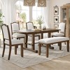 6-Piece Dining Set with Extendable Wood Table, 4 Upholstered Side Chairs and Bench - 2 of 4